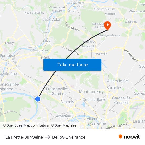 La Frette-Sur-Seine to Belloy-En-France map