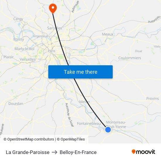 La Grande-Paroisse to Belloy-En-France map