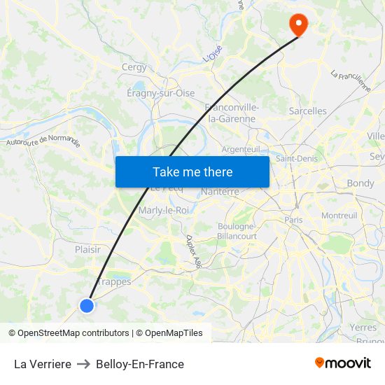 La Verriere to Belloy-En-France map