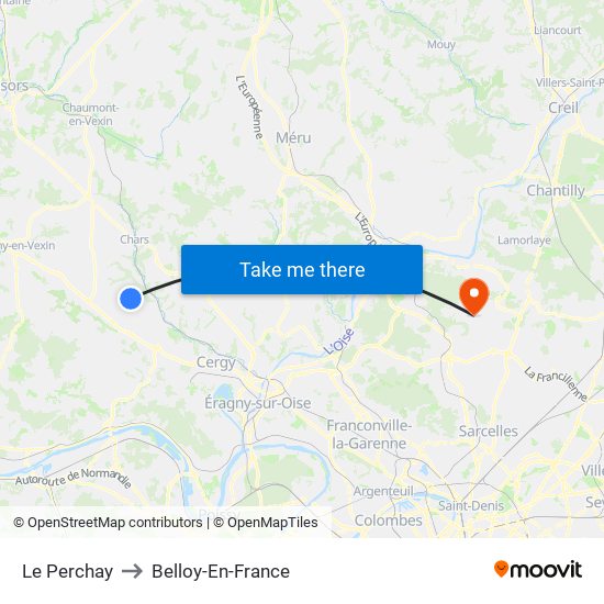 Le Perchay to Belloy-En-France map