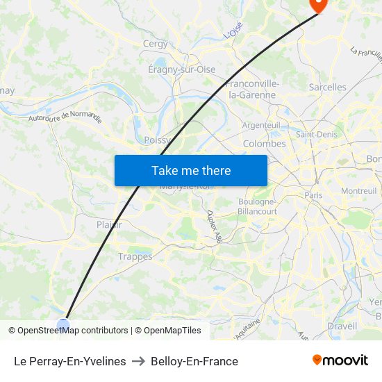 Le Perray-En-Yvelines to Belloy-En-France map