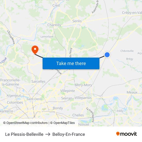 Le Plessis-Belleville to Belloy-En-France map