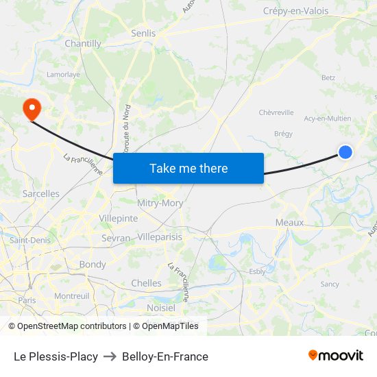 Le Plessis-Placy to Belloy-En-France map