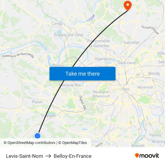 Levis-Saint-Nom to Belloy-En-France map