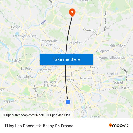 L'Hay-Les-Roses to Belloy-En-France map