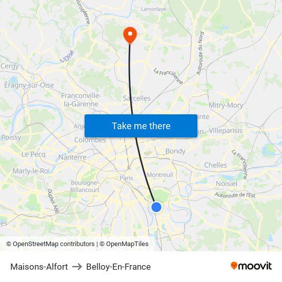 Maisons-Alfort to Belloy-En-France map