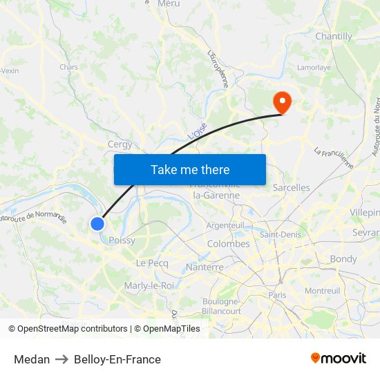 Medan to Belloy-En-France map