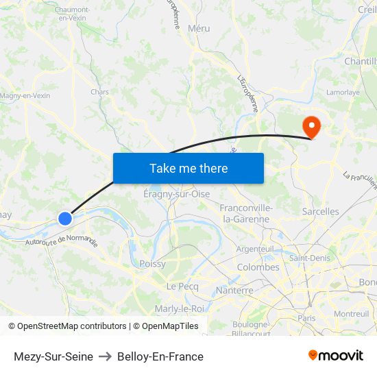 Mezy-Sur-Seine to Belloy-En-France map