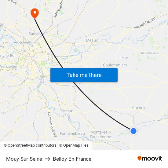 Mouy-Sur-Seine to Belloy-En-France map
