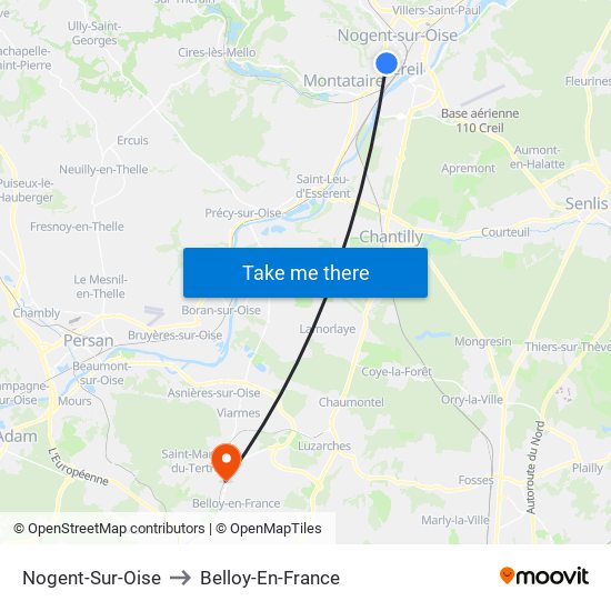 Nogent-Sur-Oise to Belloy-En-France map