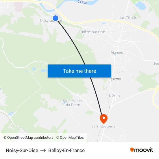 Noisy-Sur-Oise to Belloy-En-France map