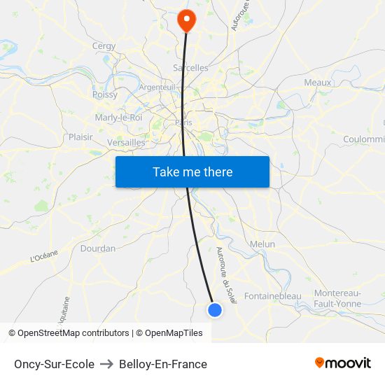 Oncy-Sur-Ecole to Belloy-En-France map