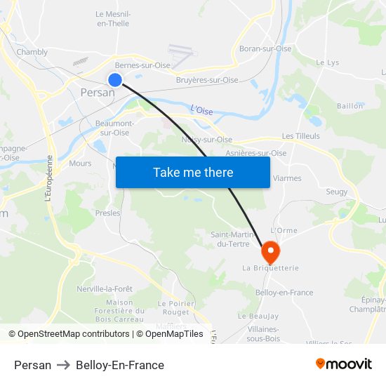 Persan to Belloy-En-France map