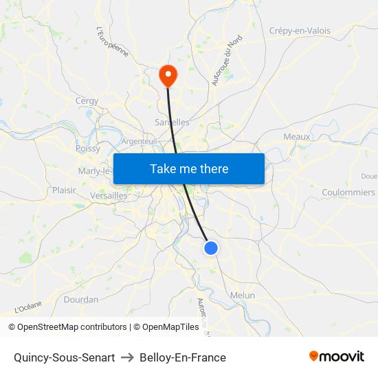Quincy-Sous-Senart to Belloy-En-France map