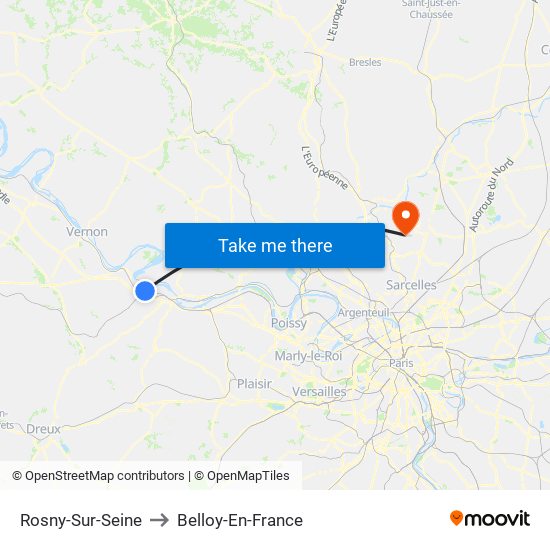 Rosny-Sur-Seine to Belloy-En-France map