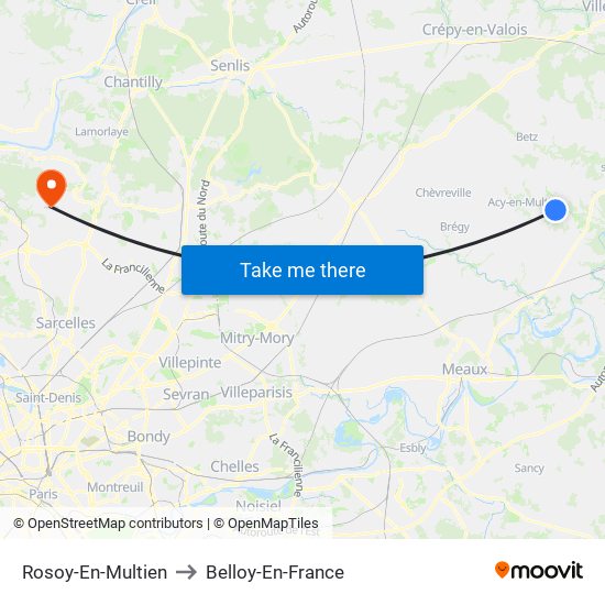 Rosoy-En-Multien to Belloy-En-France map