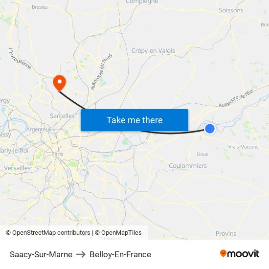 Saacy-Sur-Marne to Belloy-En-France map