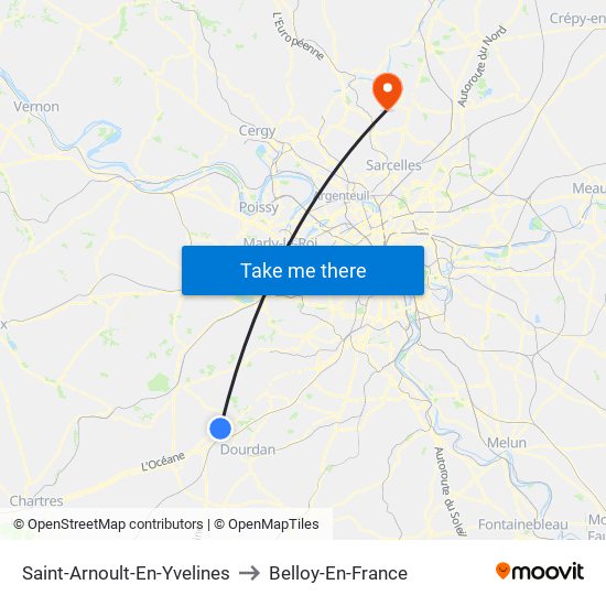 Saint-Arnoult-En-Yvelines to Belloy-En-France map