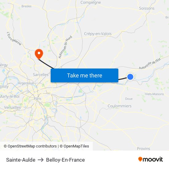Sainte-Aulde to Belloy-En-France map