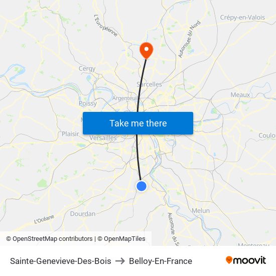 Sainte-Genevieve-Des-Bois to Belloy-En-France map