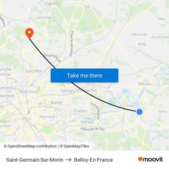 Saint-Germain-Sur-Morin to Belloy-En-France map