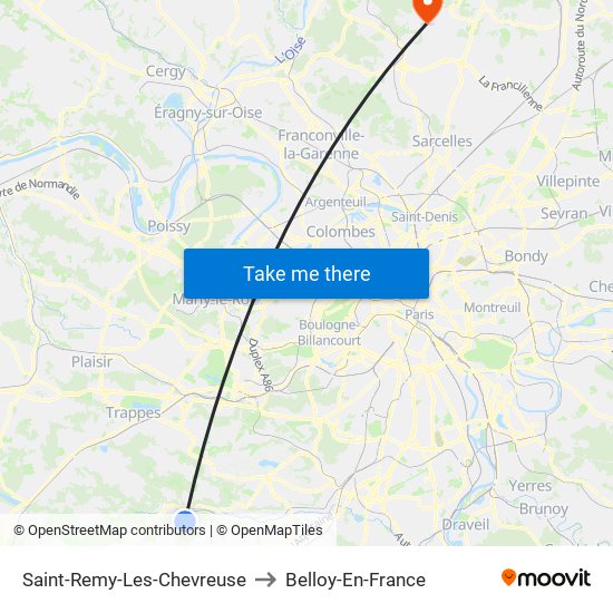 Saint-Remy-Les-Chevreuse to Belloy-En-France map
