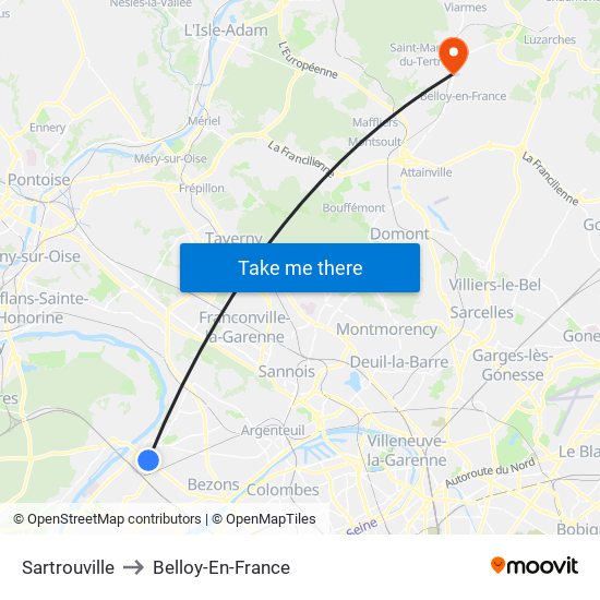 Sartrouville to Belloy-En-France map