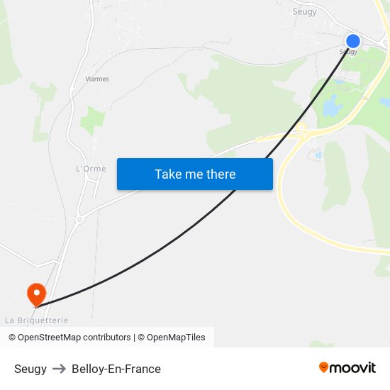 Seugy to Belloy-En-France map