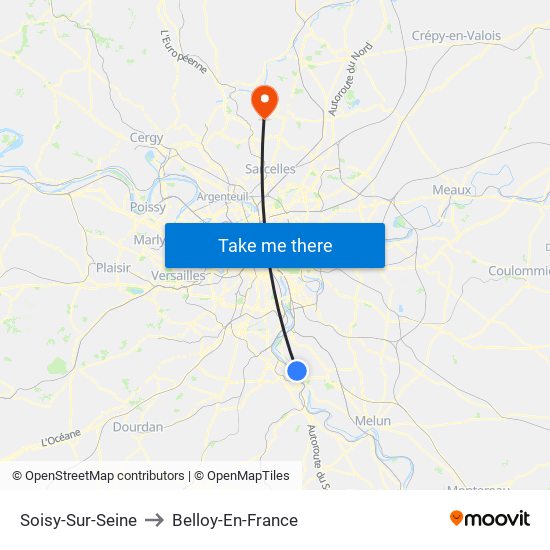 Soisy-Sur-Seine to Belloy-En-France map