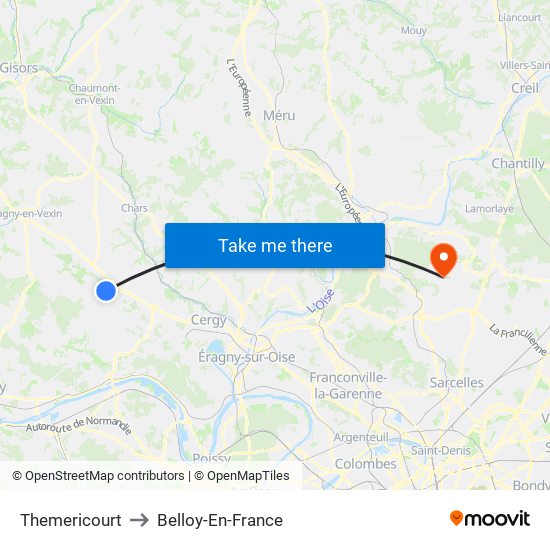 Themericourt to Belloy-En-France map