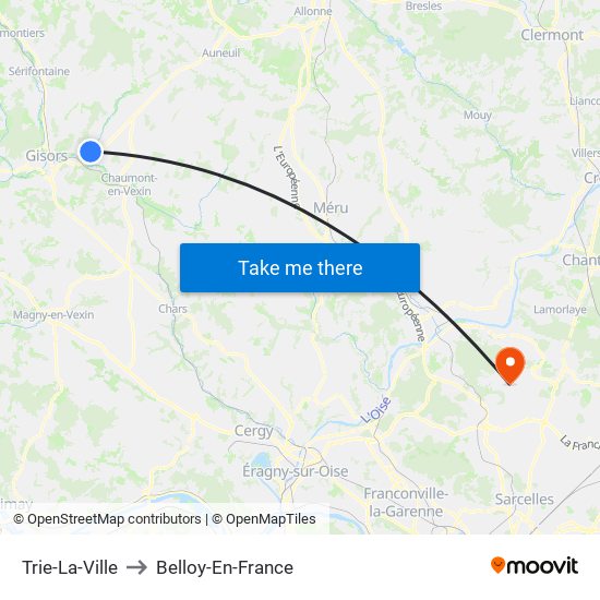 Trie-La-Ville to Belloy-En-France map