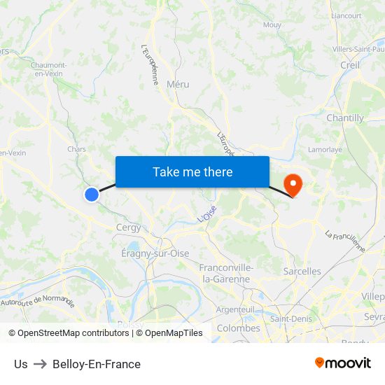 Us to Belloy-En-France map