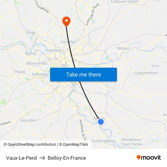 Vaux-Le-Penil to Belloy-En-France map