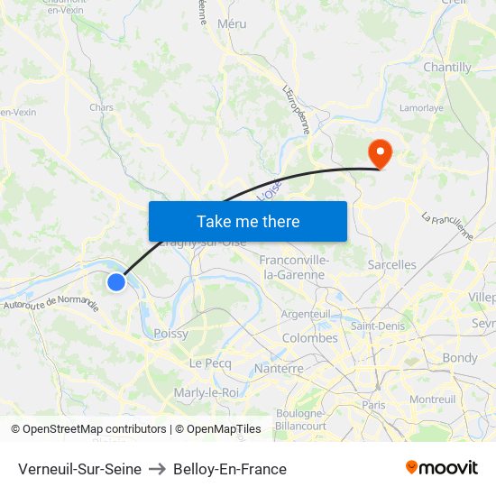 Verneuil-Sur-Seine to Belloy-En-France map