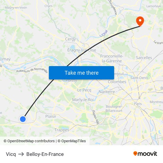 Vicq to Belloy-En-France map