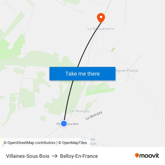 Villaines-Sous-Bois to Belloy-En-France map