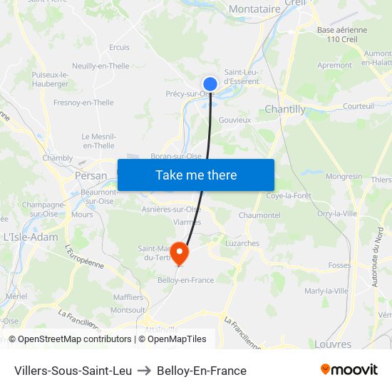 Villers-Sous-Saint-Leu to Belloy-En-France map