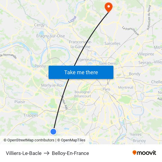 Villiers-Le-Bacle to Belloy-En-France map
