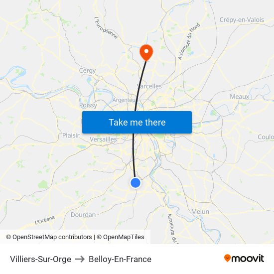 Villiers-Sur-Orge to Belloy-En-France map