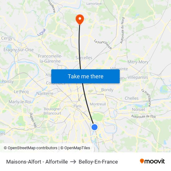 Maisons-Alfort - Alfortville to Belloy-En-France map