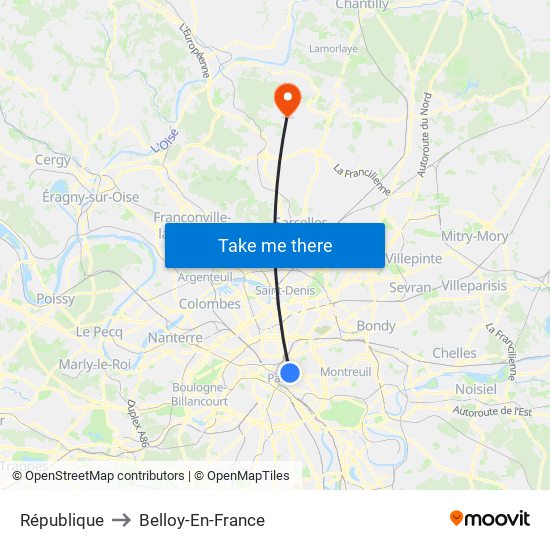 République to Belloy-En-France map