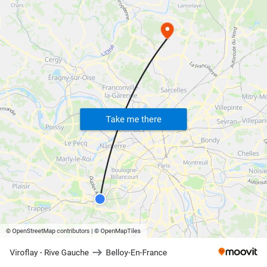 Viroflay - Rive Gauche to Belloy-En-France map