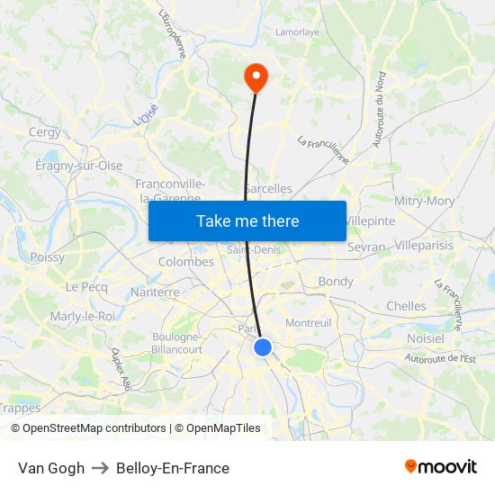 Van Gogh to Belloy-En-France map