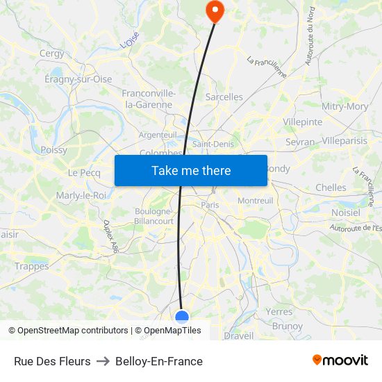Rue Des Fleurs to Belloy-En-France map