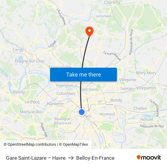 Gare Saint-Lazare – Havre to Belloy-En-France map