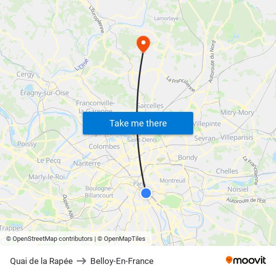 Quai de la Rapée to Belloy-En-France map