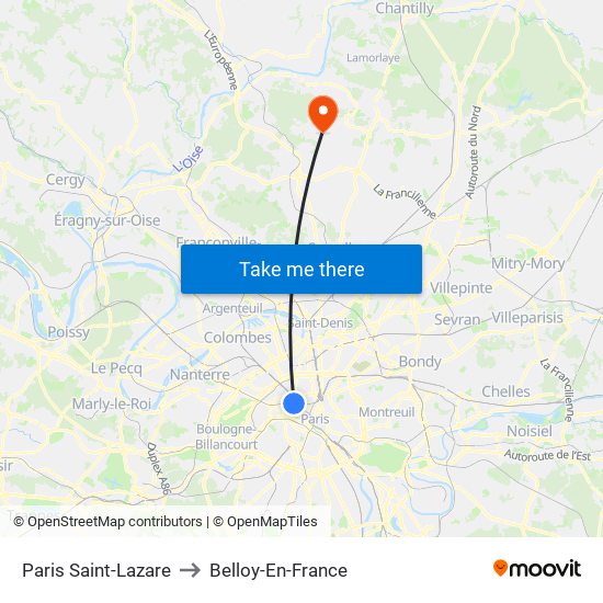 Paris Saint-Lazare to Belloy-En-France map