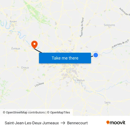 Saint-Jean-Les-Deux-Jumeaux to Bennecourt map