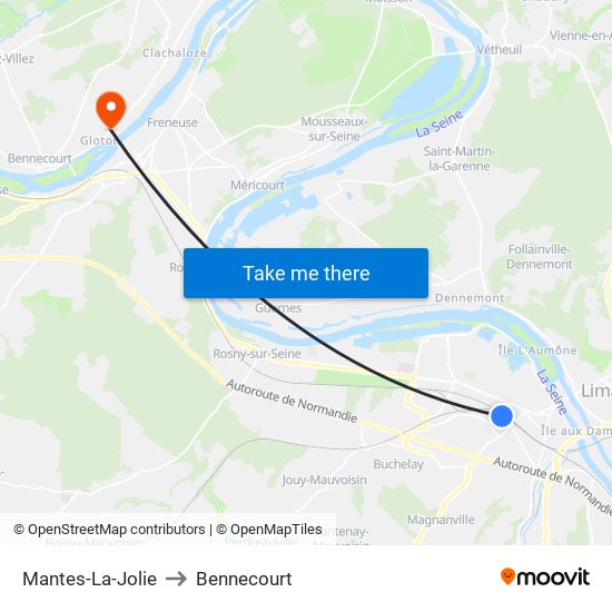 Mantes-La-Jolie to Bennecourt map