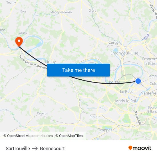 Sartrouville to Bennecourt map